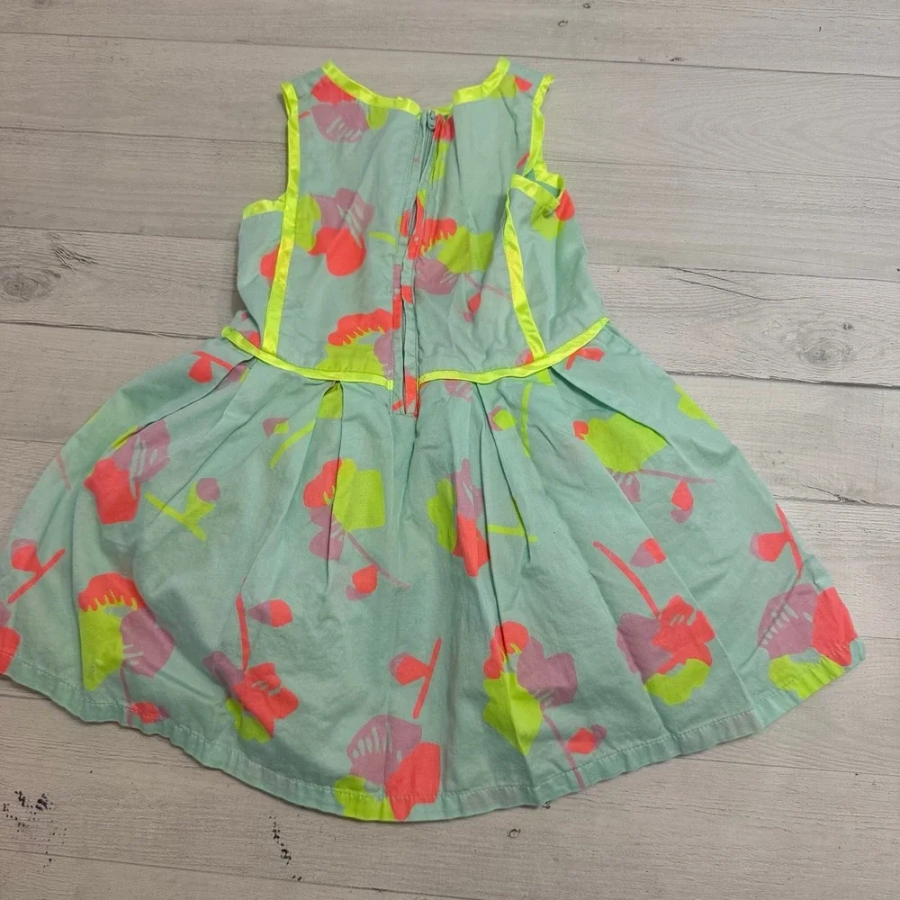 Cat and Jack girls bright aqua pink yellow‎ sleeveless dress 3T